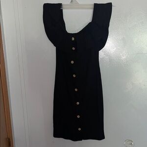 Fashion Nova Black Mini Dress with Button Detail